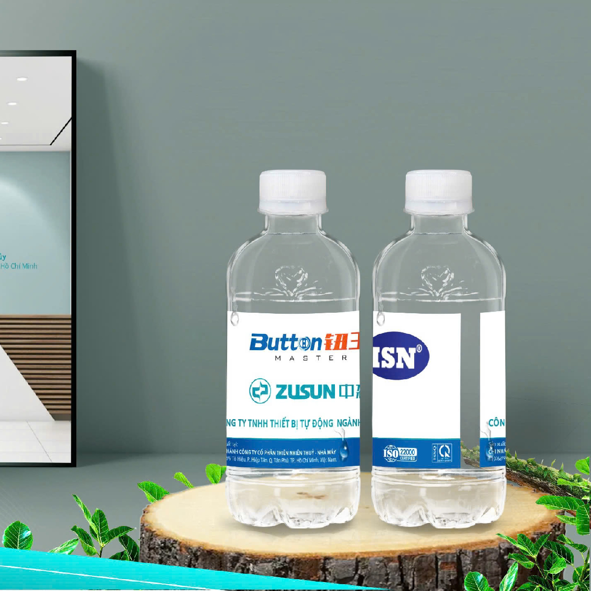 Gia công nước đóng chai 250ml - Button