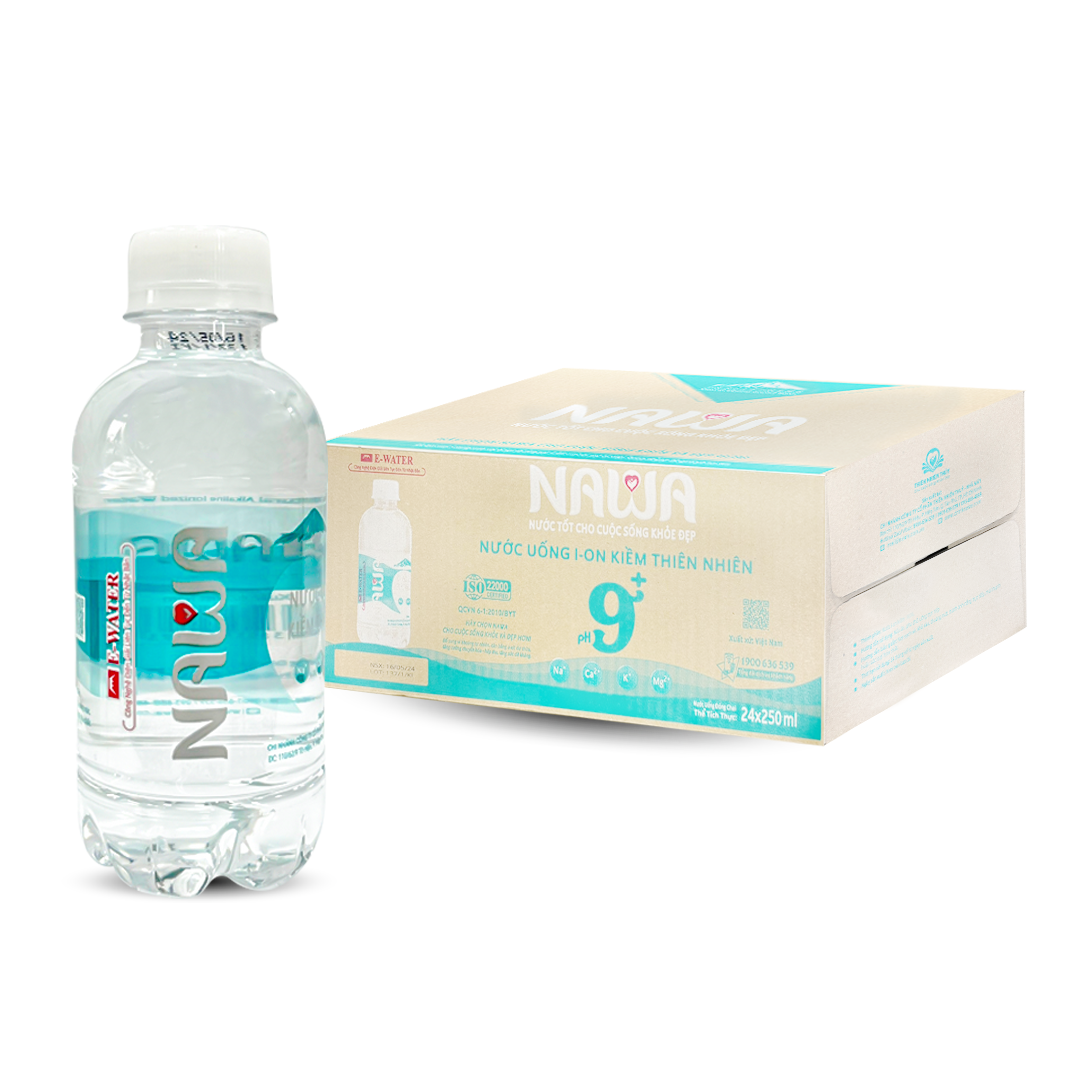 Nước ion kiềm cao cấp thiên nhiên NAWA thùng 24 chai 250ml